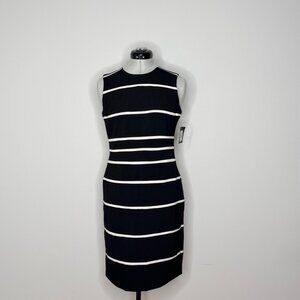 Ellen Tracy NWT Black & White Striped Sleeveless Sheath Dress